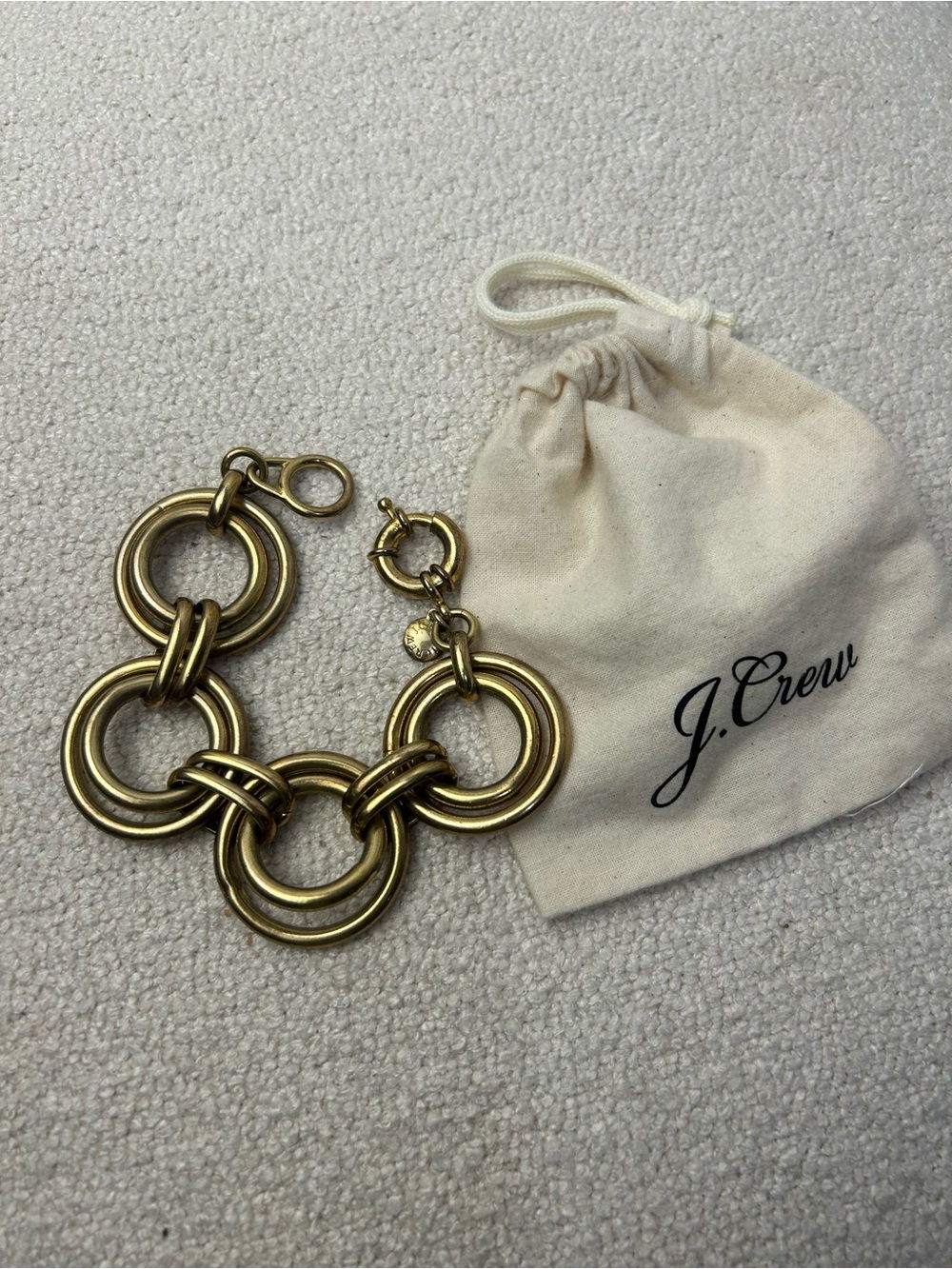 J.Crew Gold Tone Oversized Double Ring Statement Bracelet